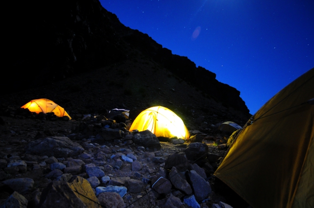 Camp at Pampa de las Lleñas in Aconcagua National Park